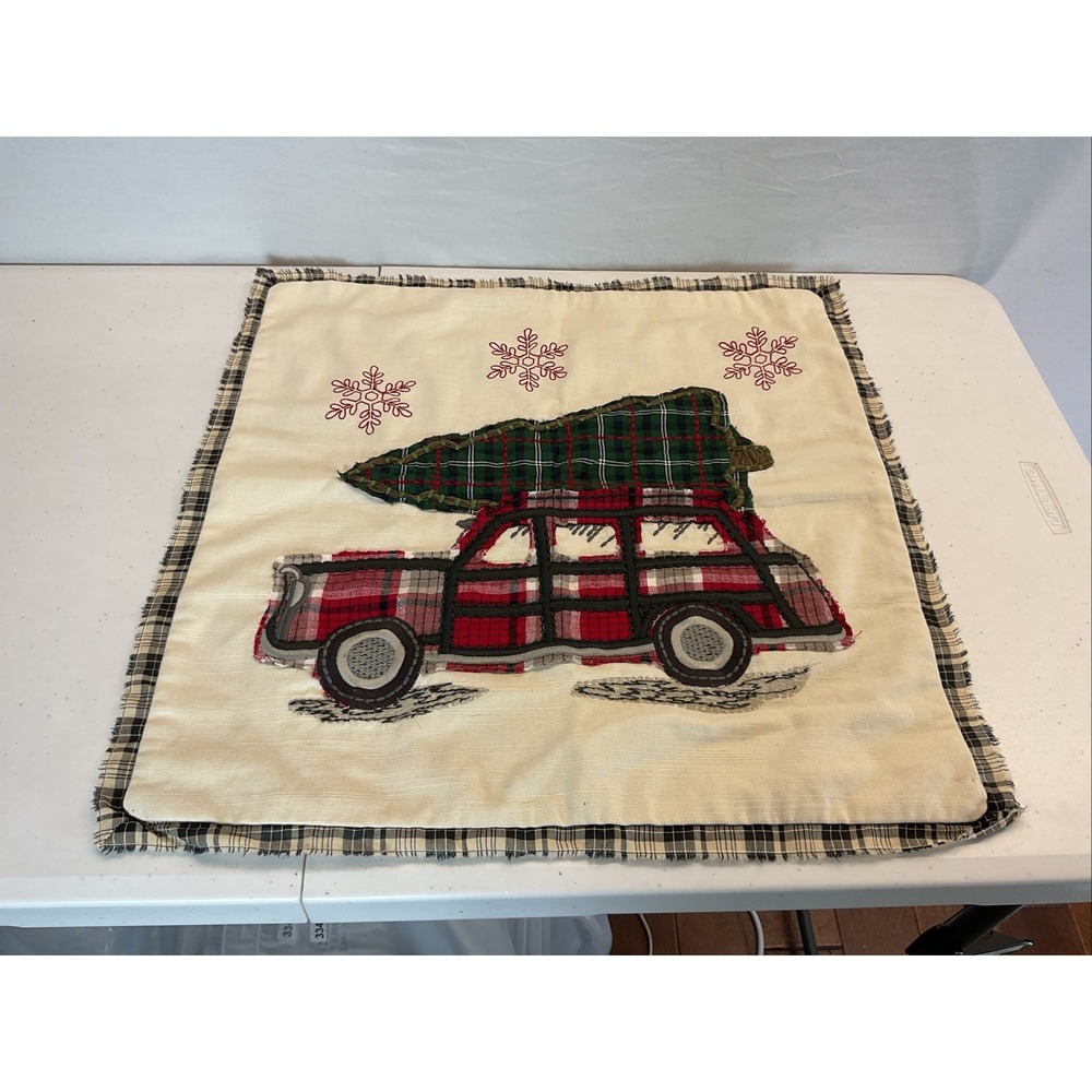New Pottery Barn "All The Way Home" Christmas Pillow Cover 20x20 Deadstock
